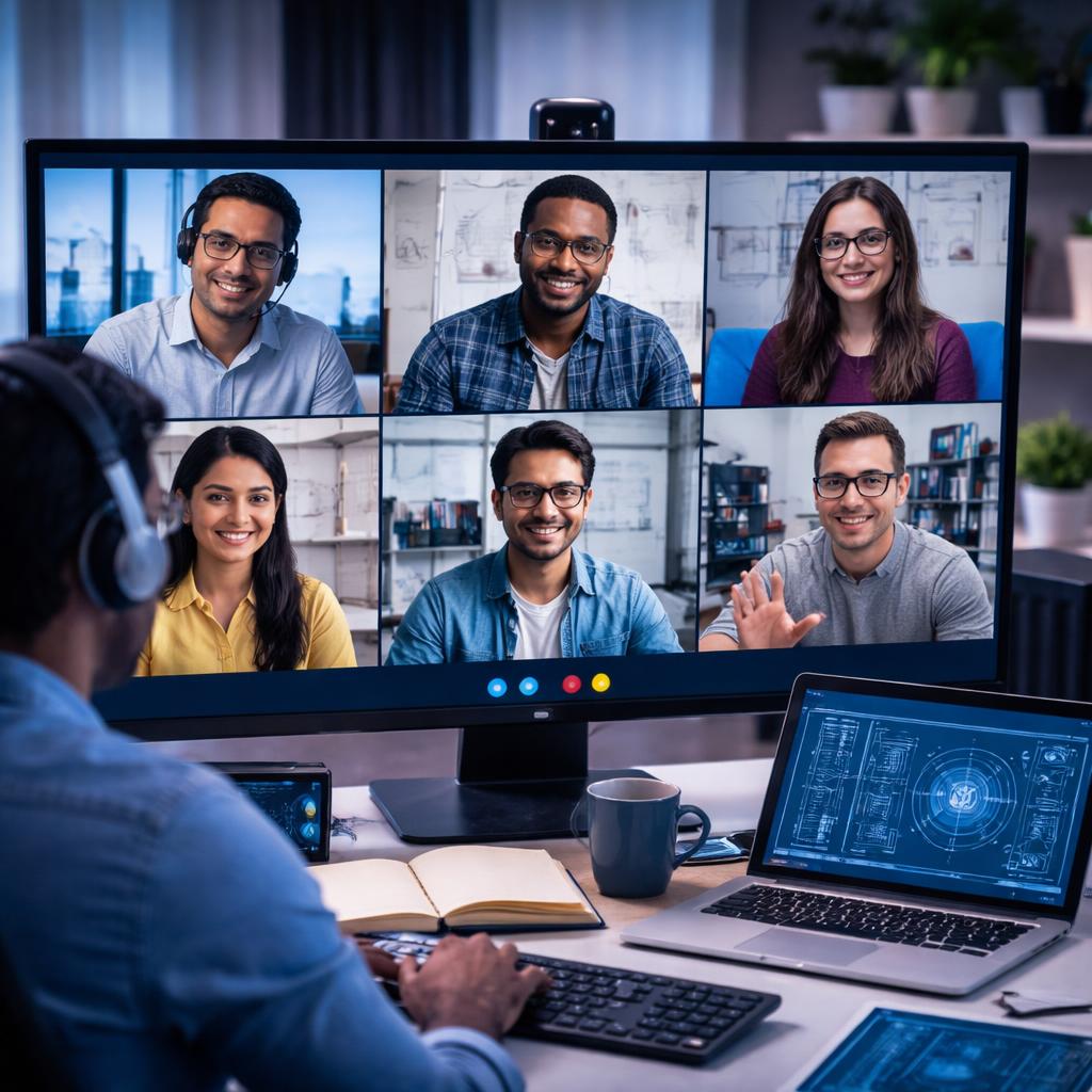AI engineers on video call across India and US timezones for offshore AI ML consulting