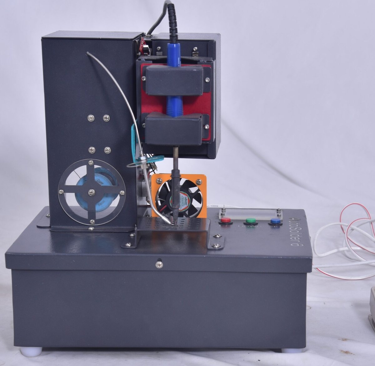 AutoSolder 6 seen from the front, with every major assembly numbered