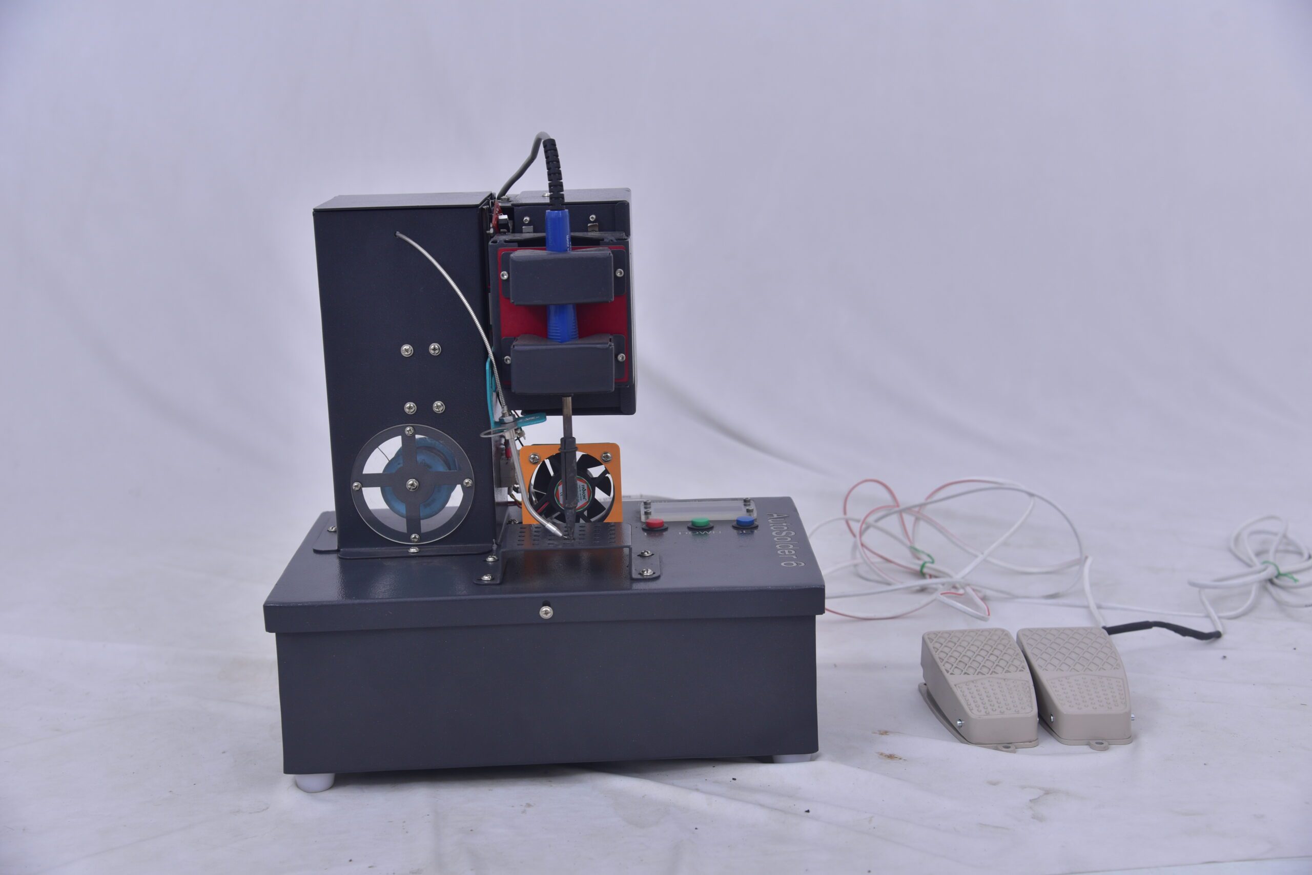 AutoSolder automatic soldering machine side profile — programmable wire feed robot