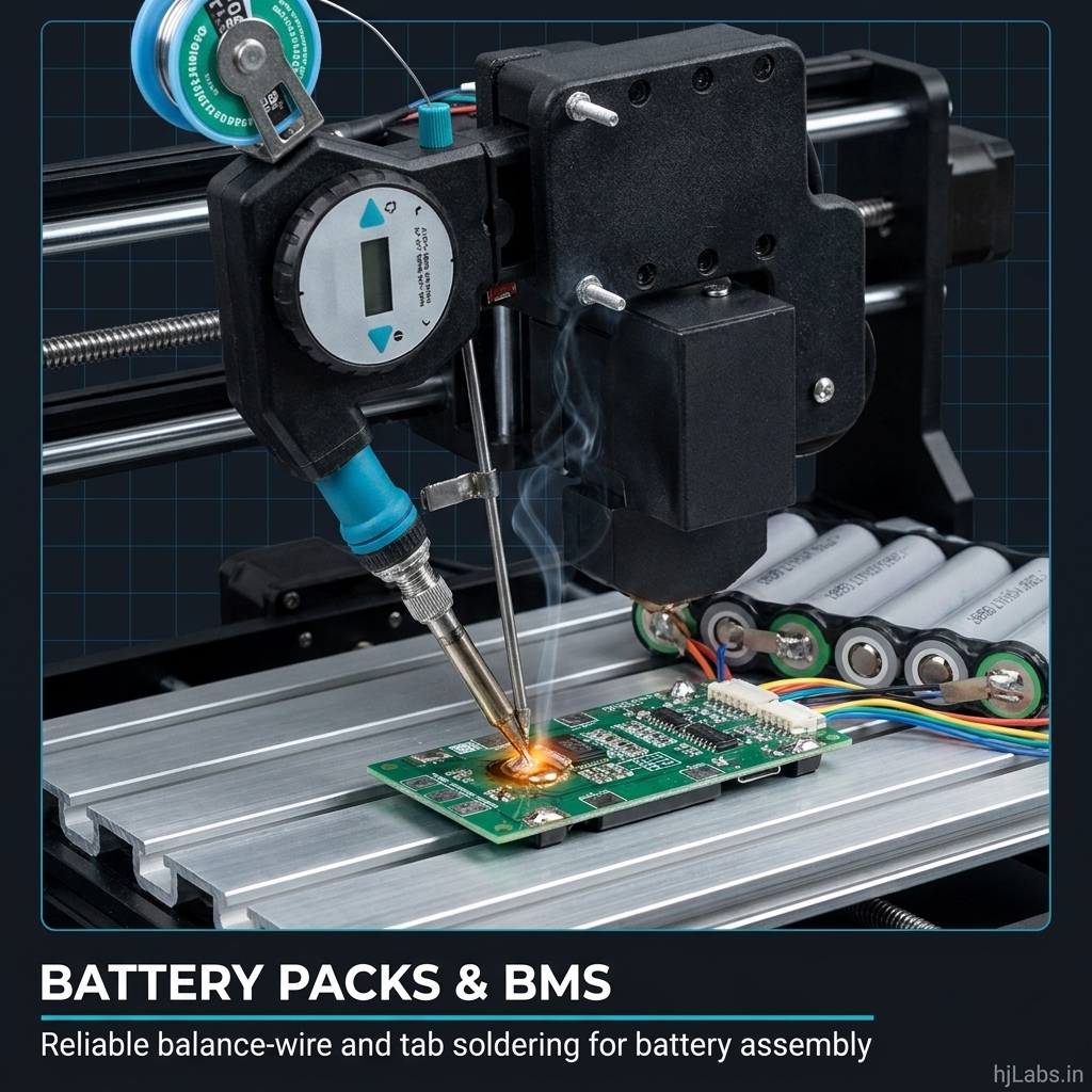 Battery pack and BMS (Battery Management System) soldering with controlled heat input